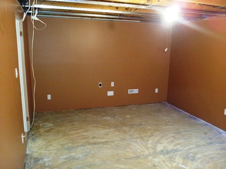 Before - Laminate Flooring Basement Home Theater Room